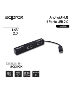HUB 4 PTOS USB 2.0 APPROX OTG  CONEXION MICRO USB NEGRO...