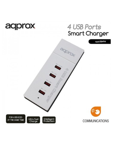 CARGADOR 4 PTOS APPROX USB BLA NCO 2.1A PN:...