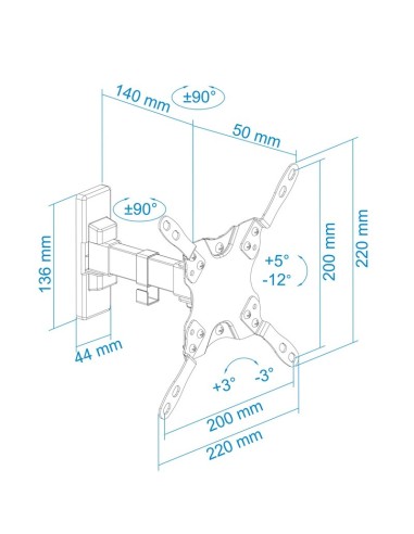 SOPORTE MONITOR/TV 13-42" TOOQ GIRA Y INCLINA...