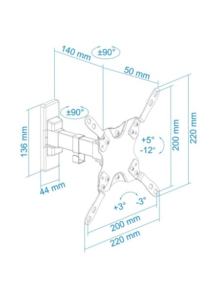 SOPORTE MONITOR/TV 13-42" TOOQ GIRA Y INCLINA NEGRO PN: LP2042TNL-B EAN: 8433281007123   