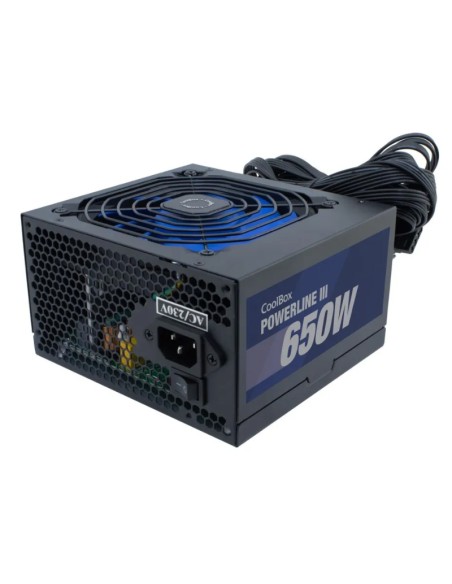 FUENTE 650W/38A COOLBOX 12CM   POWERLINE III 85% NEGRA PN: COO-FAPW3-650 EAN: 8436556143014   