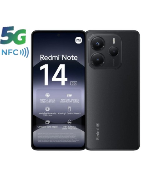 SMARTPHONE 6.6" XIAOMI REDMI   NOTE 14 8GB 256GB NFC 5G NEGRO PN: MZB0INYEU EAN: 6932554405632   