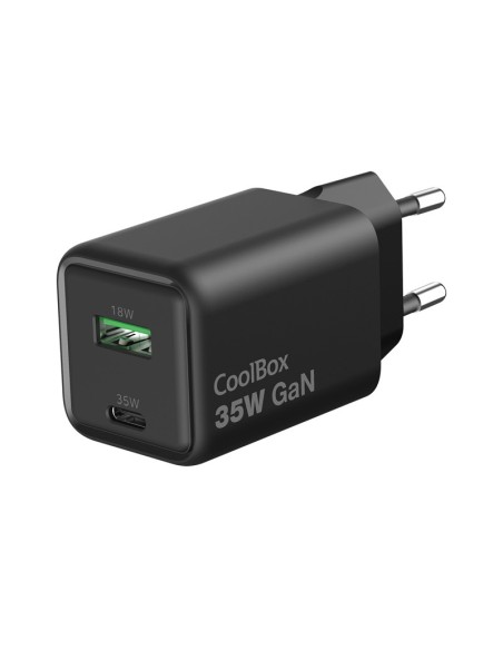 CARGADOR  5V ENCHUFE 1X USB C  X1 USB A 35W NEGRO PN: COO-CUP-35CA-B EAN: 8436624423758   