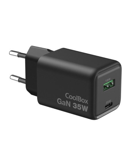 CARGADOR  5V ENCHUFE 1X USB C  X1 USB A 35W NEGRO PN: COO-CUP-35CA-B EAN: 8436624423758   