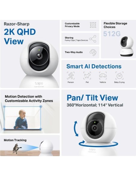 CAMARA SEGURI. WIFI TAPO TC72  TP-LINK 2K 360 BLANCO PN: 1770500269 EAN: 4895252507348   