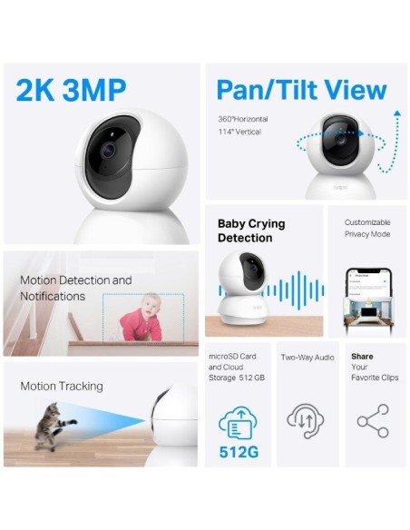 CAMARA SEGURI. WIFI TAPO TC71  TP-LINK 2K BLANCO PN: 1770500259 EAN: 4895252502497   