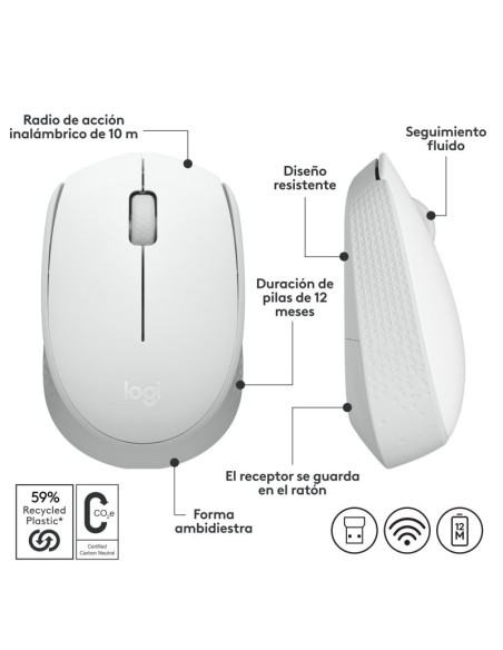 RATON WIRELESS LOGITECH M171   BLANCO PN: 910-006867 EAN: 5099206108790   