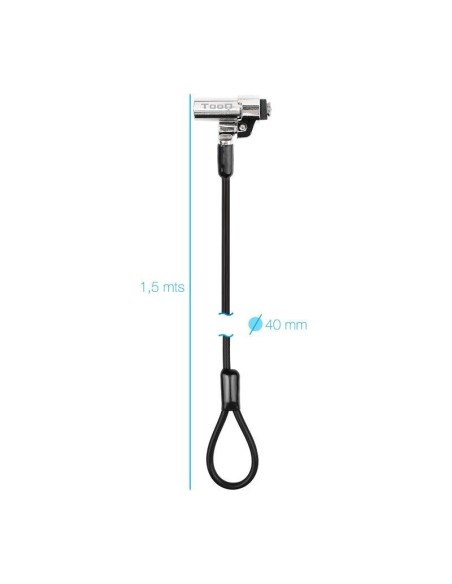 CABLE SEGURIDAD TOOQ CON LLAVE 1.5M NEGRO PN: TQCLKC0045-G EAN: 8433281013667   