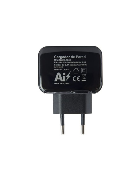 CARGADOR  5V ENCHUFE 2 X USB   TYPE A 17W NEGRO PN: TQWC-1S02 EAN: 8433281007284   